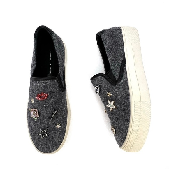 Steven by Steve Madden Gerry Sneakers Size 7.5 Gray Platform Skater Charms New - Picture 11 of 12